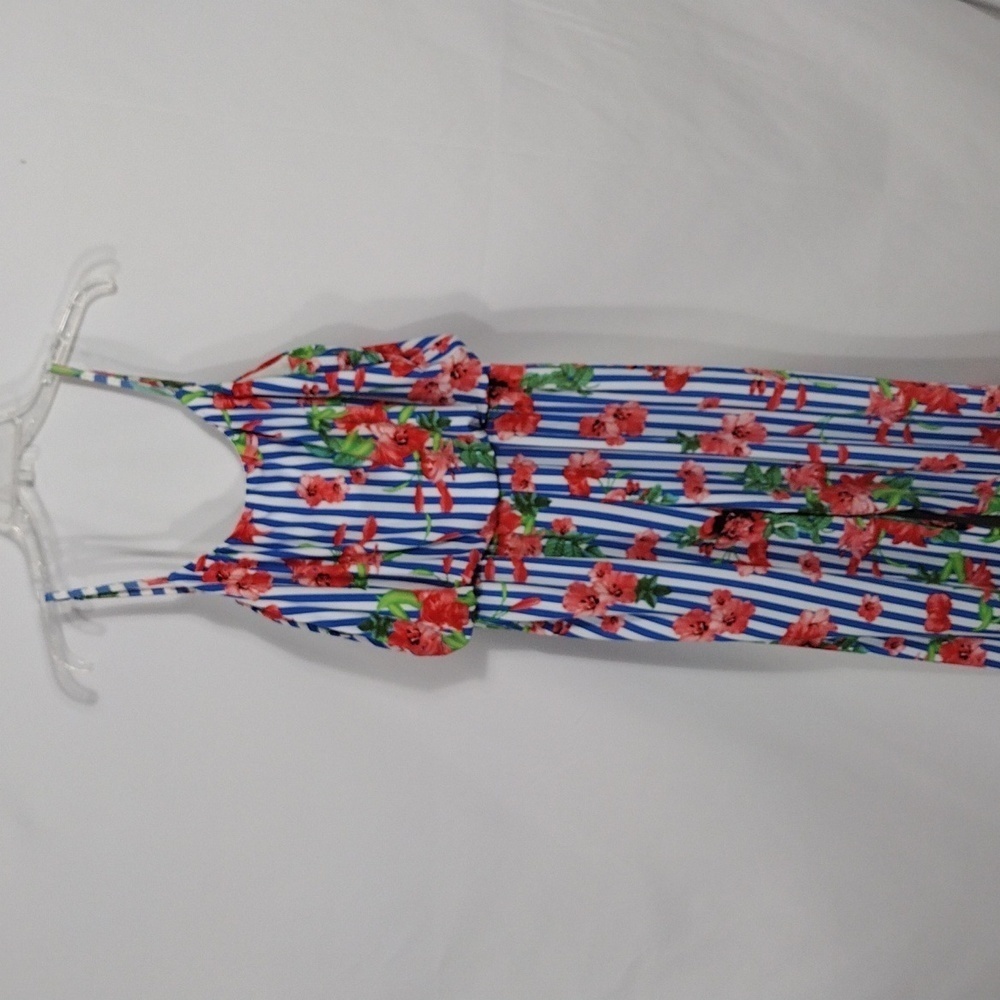 EUC Me 2 Magic Striped Floral Jumpsuit size Large